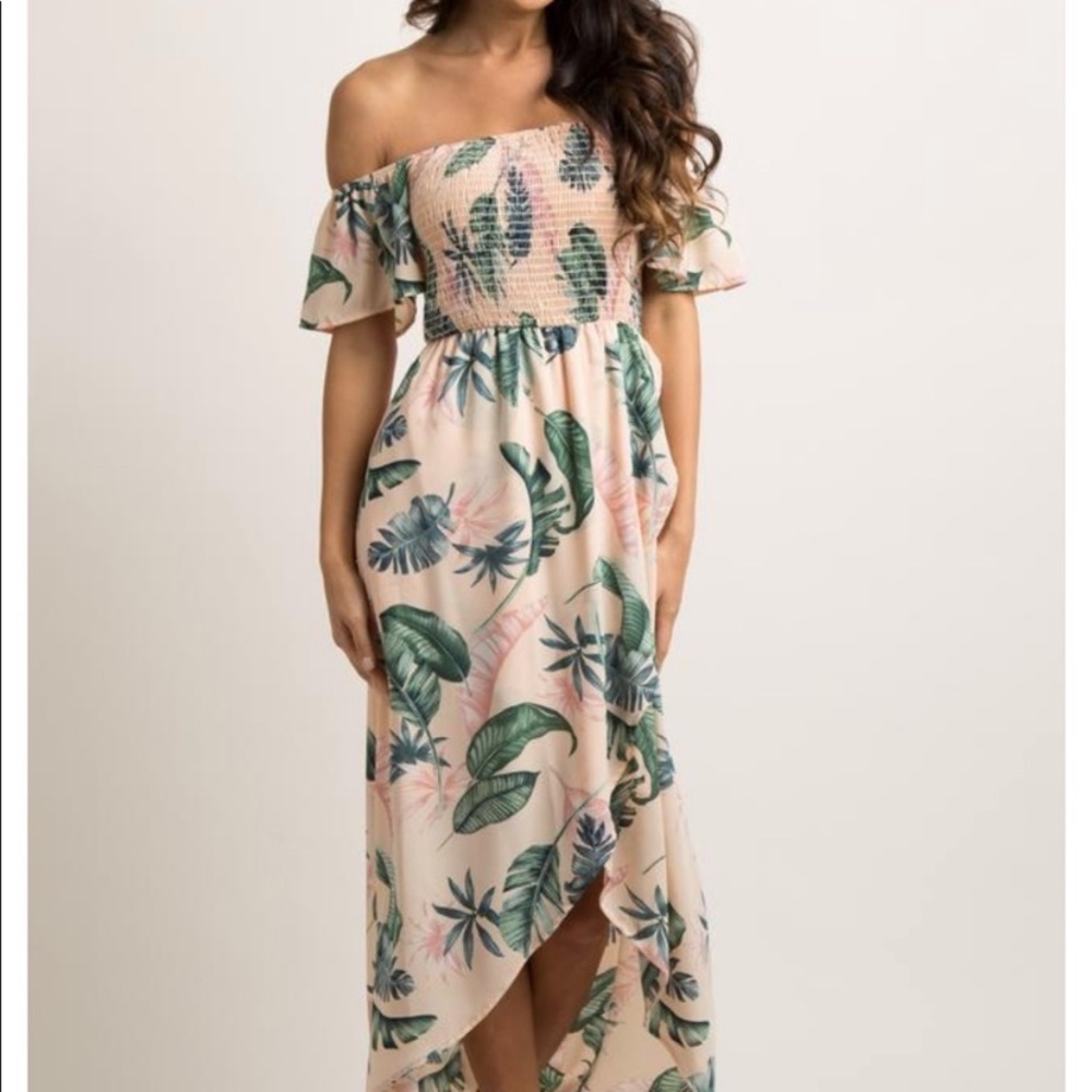 PinkBlush Tropical Leaf Maternity Dress